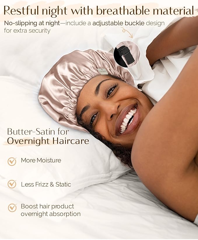 YANIBEST Silk Bonnet Satin Bonnet for Sleeping Women Men, Adjustable Double Layer Hair Bonnet for Curly Braids Reduce Frizz