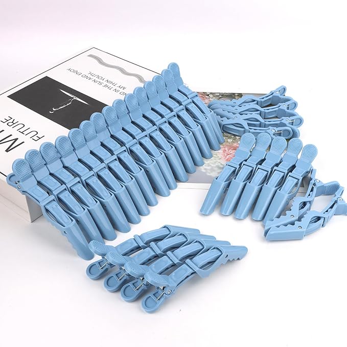 30 Pack Alligator Hair Clips for Styling, Sectioning Crocodile hair Clips Professional Barber Accessories for Salon of Thick Curly Volume Hair (Blue)