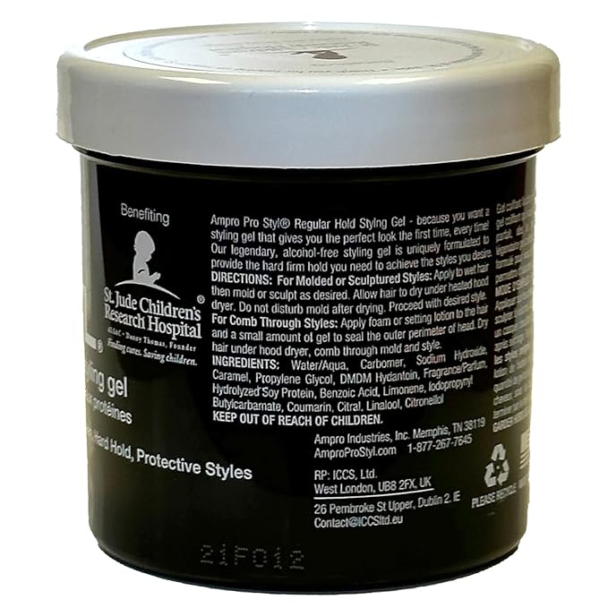 AmPro Pro Styl Styling Gel - Protects and Strengthens Your Strands - Non-Flaking, Alcohol Free, Vegan Formula - Flexible, Touchable Hold for All Hair Textures - Regular - 6 oz (Pack of 2)