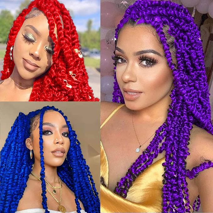 24 inch Purple Passion Twist Hair 2 Packs Water Wave Crochet Hair Passion Twist Braiding Hair Synthetic Extensions for Black Women (24 Inch Purple)