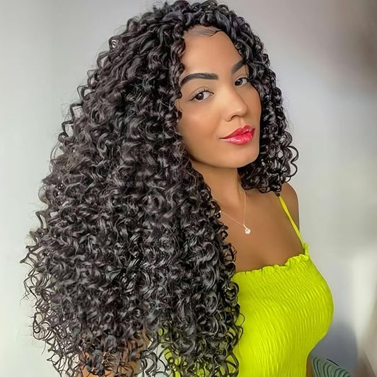 Vomella GoGo Curl Crochet Hair 8 Packs 18 Inch Water Wave Curly Crochet Hair for Women Short Beach Curl Synthetic Deep Twist Crochet Hair Extensions(1b#)