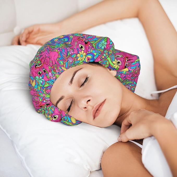 Satin Silk Bonnet for Sleeping Women Double Layer Sleep Hair Bonnets Caps for Curly Braid Hair