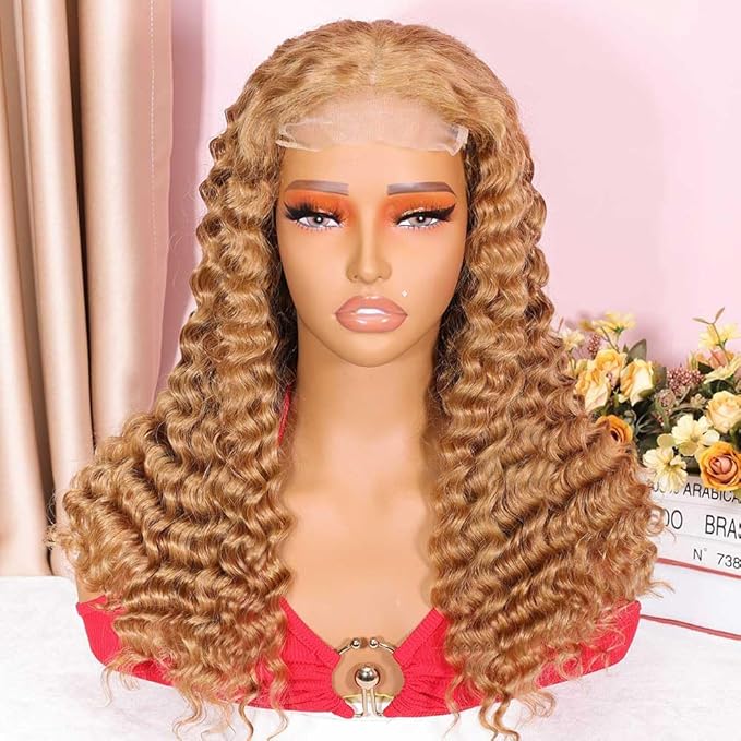 Curly Bob Wig Human Hair Deep Wave 200% Density 5x5 HD Lace Closure Wigs Human Hair Bob Wigs For Black Women Wear And Go Glueless Curly Wig Blonde Color 18 Inch