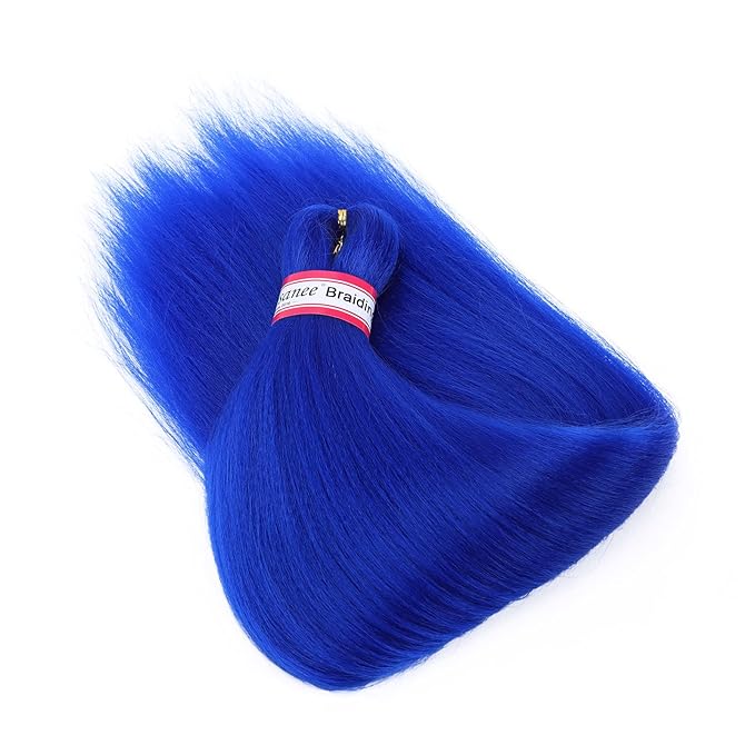 Dorsanee Blue Braiding Hair Pre Stretched 20 Inch 3 Packs Professional Easy Braiding Hair for Crochet Braids Twists Locs Hair Soft Yaki Texture Hot Water Setting Synthetic Hair Extensions