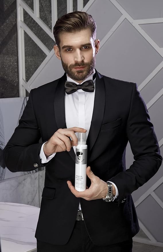 Avenue Man Argan Oil Mousse - Thickening & Volumizing Mousse for Men - Strong Hold, Frizz Control & Humidity Resistance - Herbal-Infused Mens Hair Foam - Long-Lasting Hair Mousse for Men (6.0 oz)