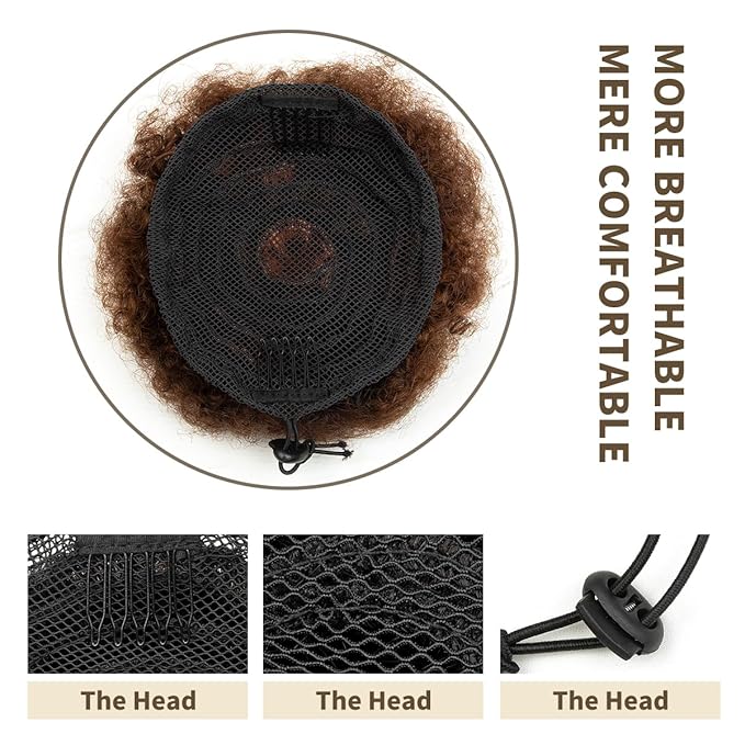 isheeny Medium Human Hair Bun For Girls 5-8 Years Old, Natural Human Hair Drawstring Ponytail Hair Extensions H4-30 For Little Girls, Curly Bun Hairpiece, Soft, And Durable For Repeated Use