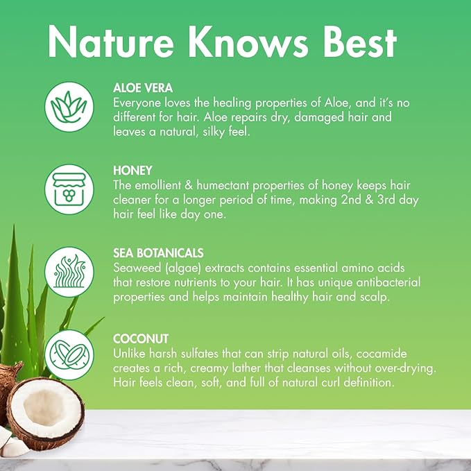 MopTop Gentle Shampoo – Every Day Curly Hair Sulfate Free Shampoo, Improves Moisture & Reduces Frizz, Paraben Free Natural Hair Products for Straight, Wavy, Curly, Coily Texture (Bamboo, 8oz)