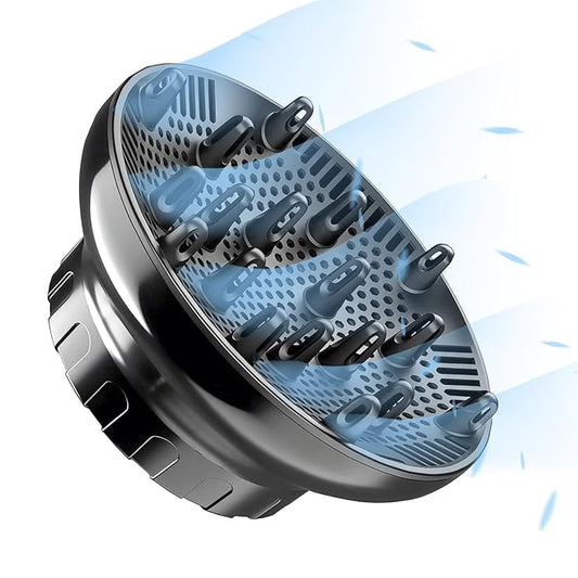 Universal Hair Diffuser for 1.4"-3.1" Blow Dryers, Diffuser Hair Dryer Attachment, Professional Hair Diffuser for Curly Wavy Long Thick Hair, Reduces Frizz & Defines Curls, Home/Travel Use, Black