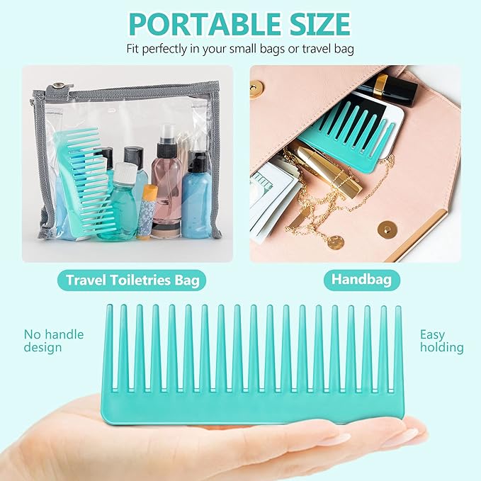 Patelai Wide Tooth Comb Large Hair Detangling Comb for Curly, Wet Dry Hair, No Handle Detangler Accessories(Cyan)