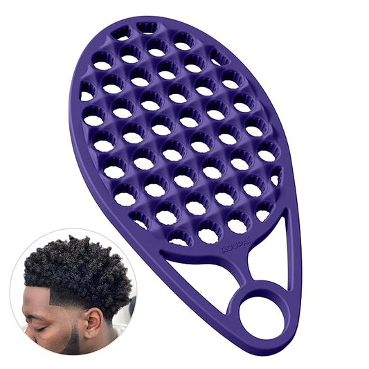 KOUPA Magic Silicone Curly Hair Brush, One Piece Twist Curl Comb for Afro Curls, Washable Hair Tool for Men Women, Purple, 1 Piece
