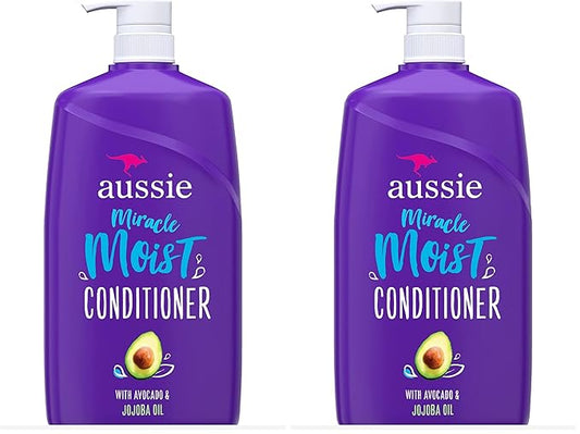 Aussie Miracle Moist with Avocado & Jojoba Oil, Paraben Free Conditioner, 26.2 fl oz (Pack of 2)