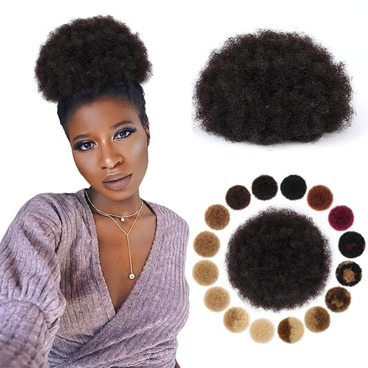 Human Hair Ponytail Kinky Curly 100% Human Hair #1B Natural Black Medium Kinky Curly Durable Natural Soft and Smooth Clip On Drawstring Ponytail