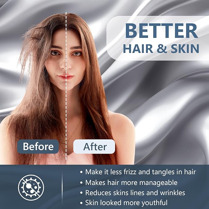 Silk Pillow Cases Standard Size 100% Mulberry Silk Pillowcase for Hair & Skin 22 Momme Both Sided Grade 6A Silk Cooling Soft Breathable 20 x 26 Inches with Hidden Zipper 1PC, Grey