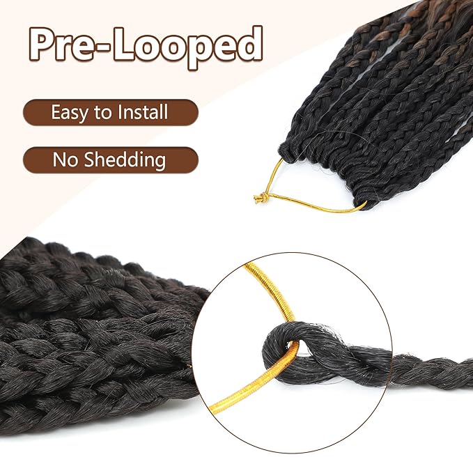 14Inch Crochet Box Braids Hair -8 Packs Goddess Box Braids Crochet Hair Bohemian Curly Crochet Hair Pre-looped Crochet Hair for Black Wome (14(8Packs), 1B/30/613)