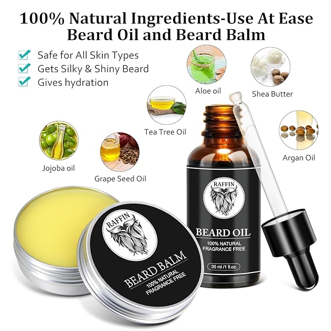 Gifts for Dad, Beard Kit & Keychain - Practical & Thoughtful Combo, Birthday/Christmas Gifts for Dad/Stepdad/Father/Daddy, Men's Self-care Set & Constant Keepsake, Dad Gifts from Kids Son Daughter