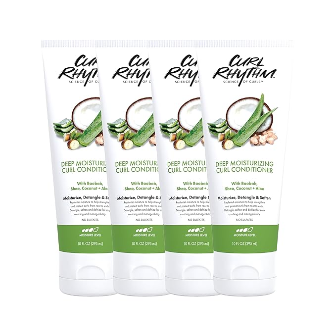 Deep Moisturizing Curl Conditioner - Curly Hair Conditioner with Shea Butter, Coconut, and Aloe - Strengthens and Protects Curls - 4 pc