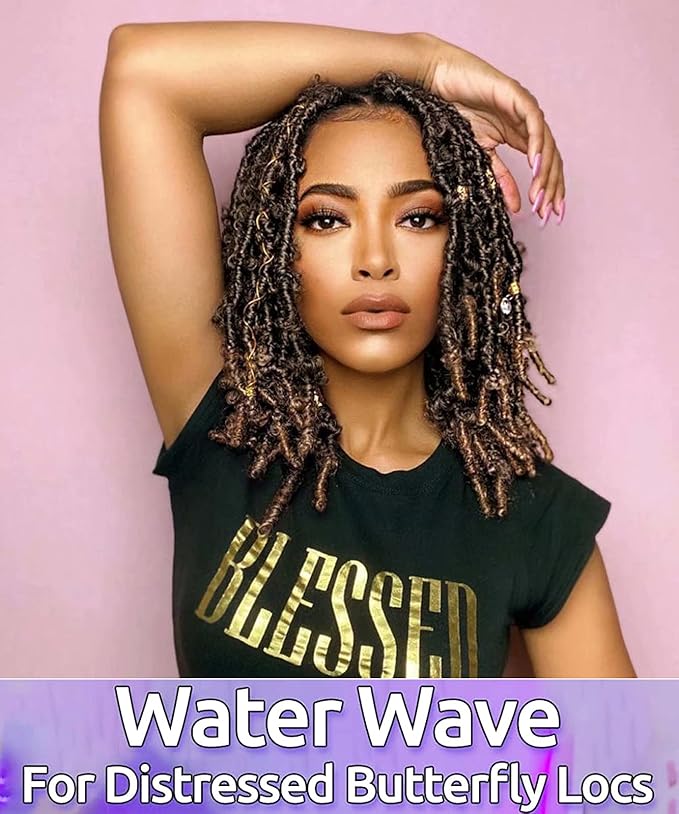 6 Packs Passion Twists Hair 18inch Ombre Water Wave Crochet Hair for Butterfly Soft Locs Synthetic Hair for Passion Twist Long Bohemian Locs Braiding Hair Extensions (18" 6packs T30#)