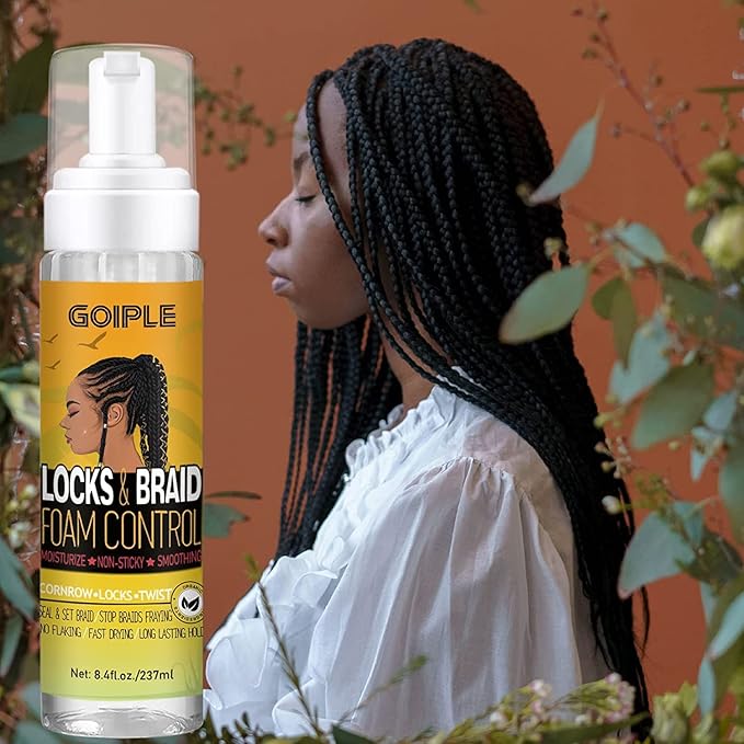 Braid Foam Control Braid Mousse for Braids Twist, Locs, No Flake Extra Hold High Shine Style and Moisturizes, Hair Braiding Mousse for Braids Lightweight Easy to Apply 8fl oz