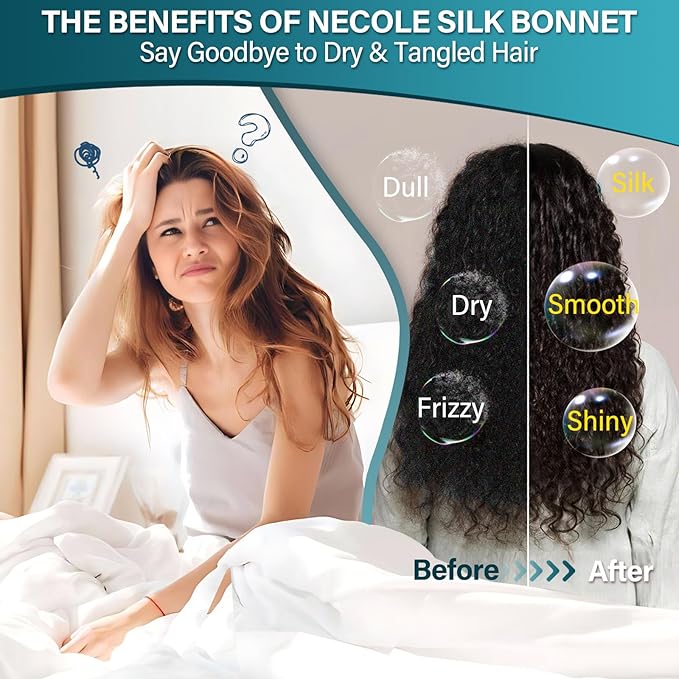 Silk Bonnet for Women 100% Mulberry Silk Sleep Cap 22 Momme Double Layer Hair Wrap for Curly Short Long Hair