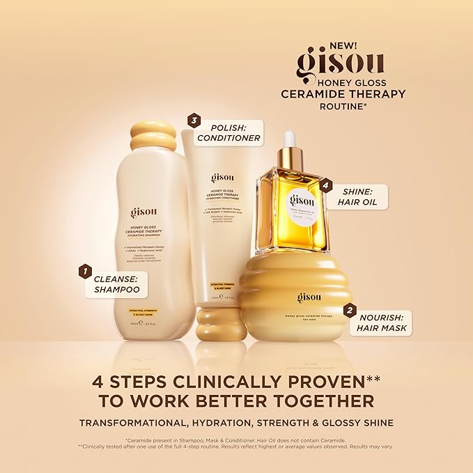 Gisou Honey Gloss Ceramide Therapy Hair Mask – Deep Repair & Hydration with Mirsalehi Honey, Ceramides & Hyaluronic Acid, 7.8 fl oz