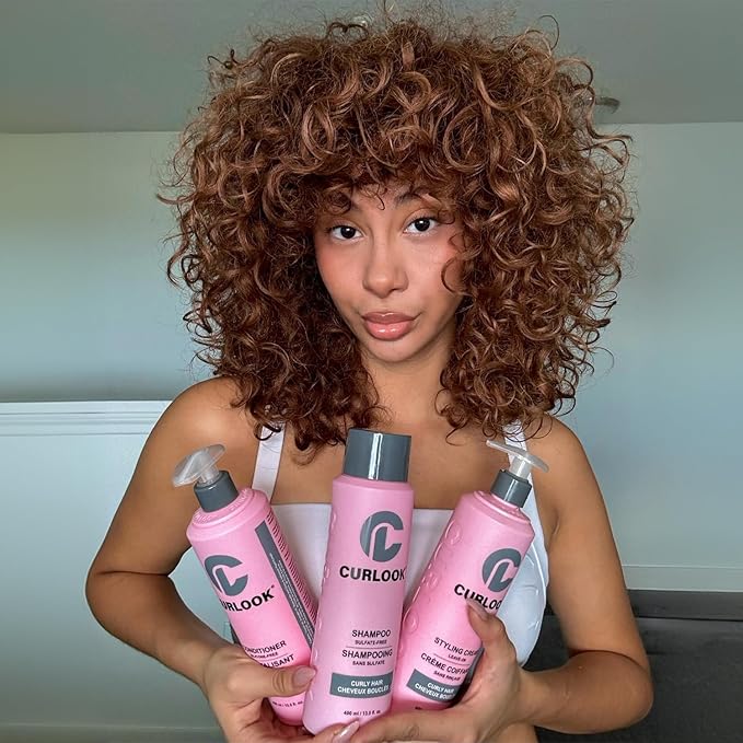 Curly Hair Bundle | Shampoo, Conditioner & Leave-In Styling Cream Set | Sulfate-Free, Silicone-Free | Pack of 3-400ml (13.5 oz) Each Bottle | Made in Canada
