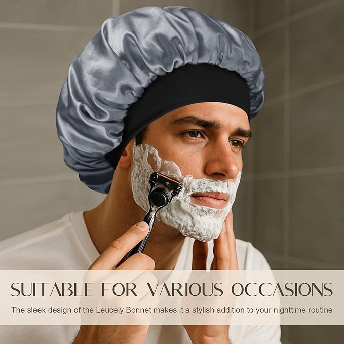 Satin Silk Bonnet for Men & Women, Double Layer Silk Sleep Bonnets, Soft Satin Lined Bonnet for Curly & Natural Hair