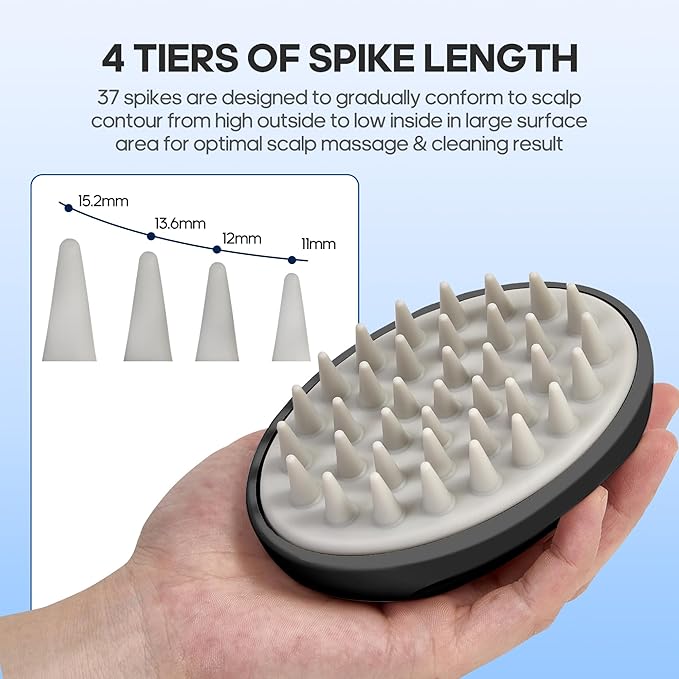 3 in 1 Scalp Scrubber, Hair Scalp Massager, with 3 Replacement Brushes, Shampoo Brush for Relaxing, Deep Cleansing Exfoliator & Soothes itching - Wet/Dry Use for All Hair Types, Black