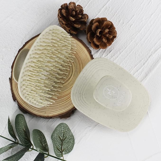 2 PC Scalp Massager Shampoo Brush, Scalp Scrubber & Exfoliator for Dandruff Removal, Wet & Dry Hair and Detangler for Men and Women, Suitable for Short Medium Hair (Natural)