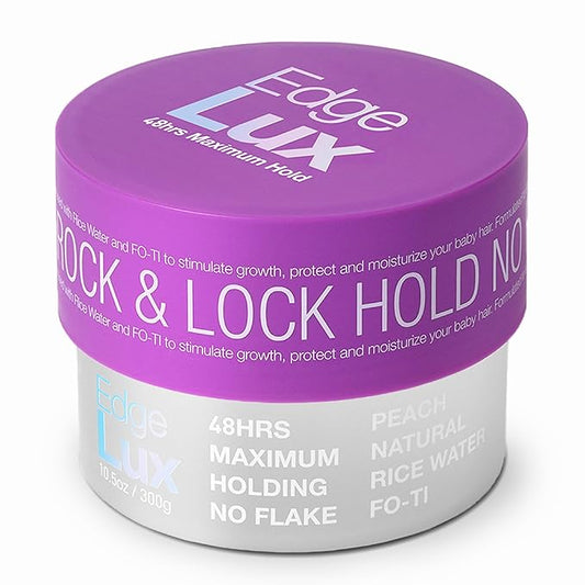 Edge Lux Edge Control Gel with Castor Oil, Keratin, Biotin, and Olive Oil - 48 Hour Maximum Hold, Non-Flaking, Non-Greasy, Scented, Conditioning Styling Gel for All Hair Types