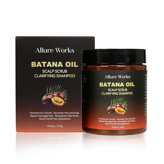 Exfoliating Scalp Scrub Clarifying Shampoo with Batana Oil & Rosemary for Dandruff, Buildup, Oily or Itchy Scalp, and Thinning Hair – Natural Scalp Cleansing Shampoo for Men and Women – 310g
