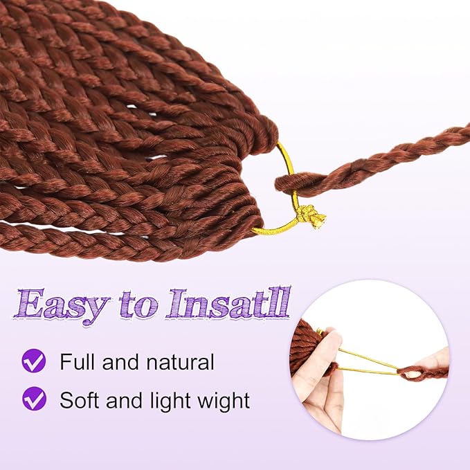 Eacia Goddess Box Braids Crochet Hair 24 Inch 7 Packs Reddish Brown Boho Braids for Women Pre Looped Crochet Hair with Curly Ends (24 Inch, Reddish Brown#)