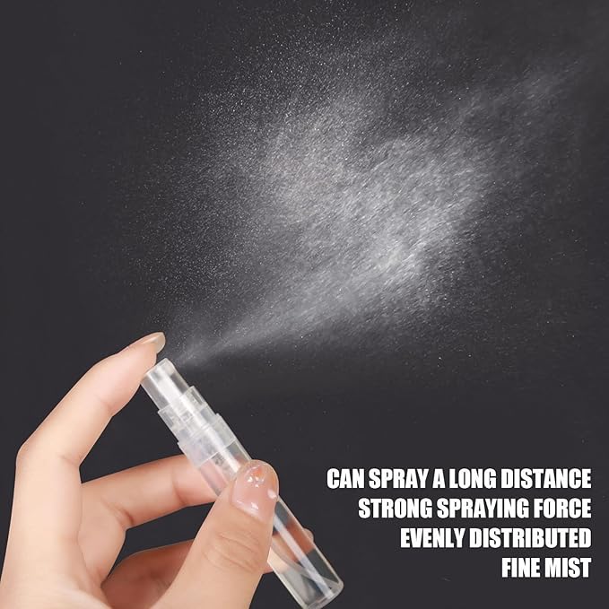 Fandamei Mini Spray Bottle, 10 Pack 5ml Mini Plastic Spray Bottle Empty, Fine Mist Refillable Mini Perfume Bottle, Perfume Atomizer, Small Sample Containers, Plastic Portable Travel Bottle, Clear