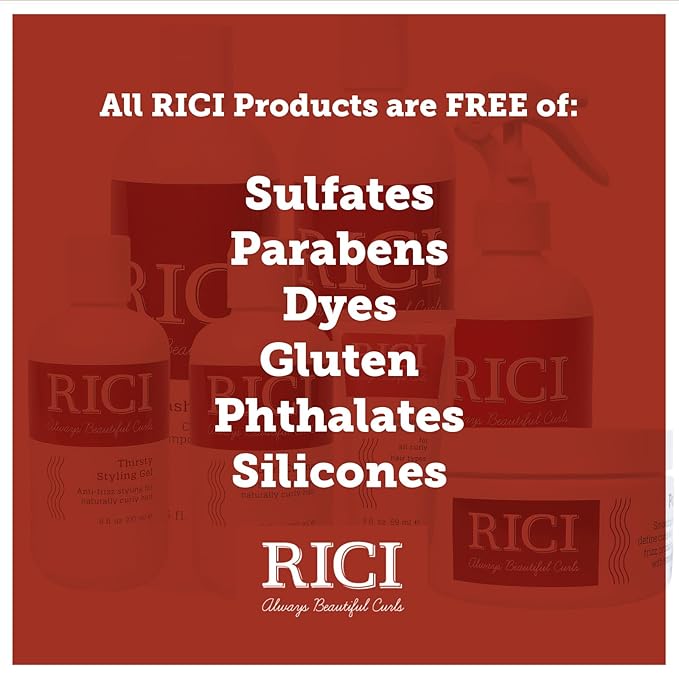 RICI Thirsty Styling Gel for Curly Hair | Naturally Formulated to Prevent Frizz for All Types of Curly Hair | Patented Formula Made in the USA (16 oz)