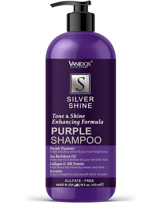 Brass Toning Purple Shampoo for Grey and Silver Hair, Infused with Purple Pigment, Sulfate Free Shampoo for Gray and Silver Hair (16 fl oz)