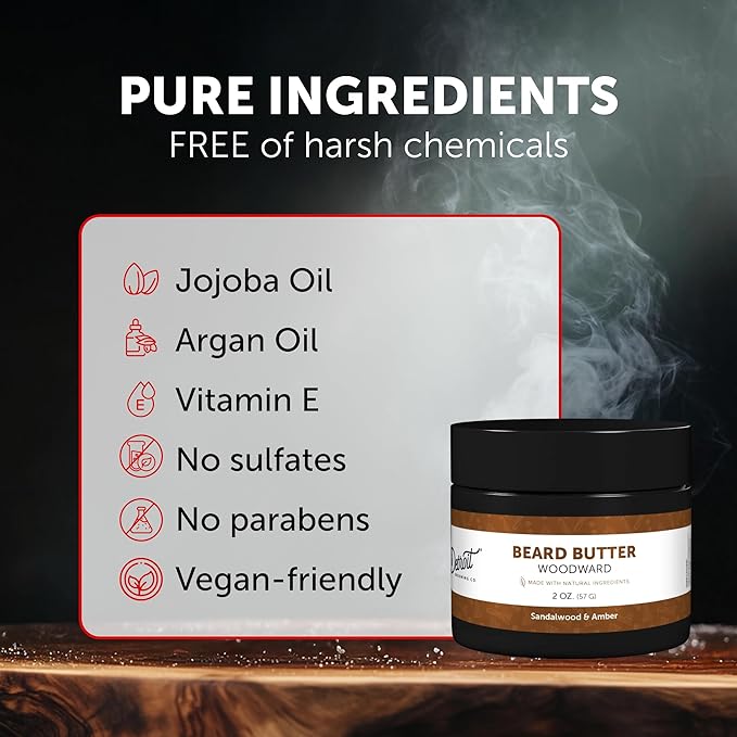 Detroit Grooming Co. Beard Butter for Men | Softens, Thickens & Hydrates with Safflower Oil & Shea Butter | Woodward Scent, 2oz