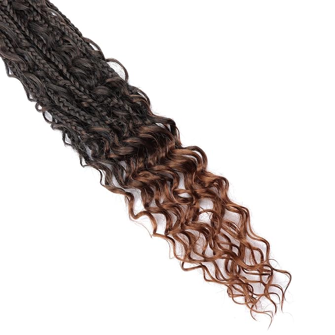 20 Inch Goddess Box Braids Crochet Hair 8 Packs Crochet Box Braids With Curly Ends Boho Box Braids Crochet Braids for Black Women Synthetic Braiding Hair Extension T30