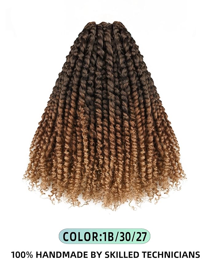 14 Inches 8 Packs Passion Twist Crochet Hair for Black Women and Kids-3 Tones Ombre Black to Brown Blonde, Pre Looped Pretwisted Crochet Hair,Soft Lightweight Hair Extension (14"-8 Packs,T1B/30/27)