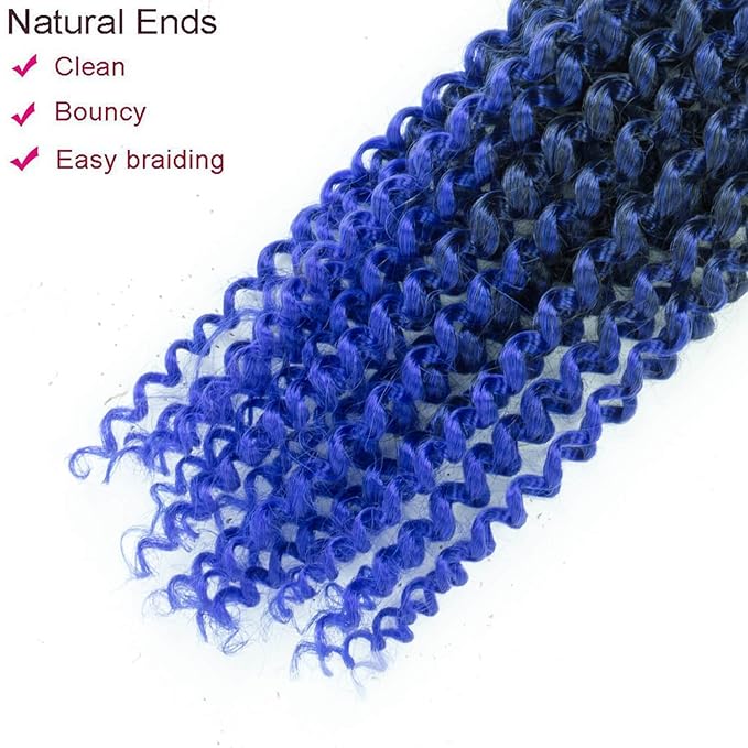 Ubeleco Long Passion Twist Hair,24 Inch Water Wave Crochet Hair Passion Twist Crochet Hair for Women Ombre Blue Bohemian Synthetic Curly Braiding Hair Extensions (24 Inch (Pack of 7),1B/Blue)