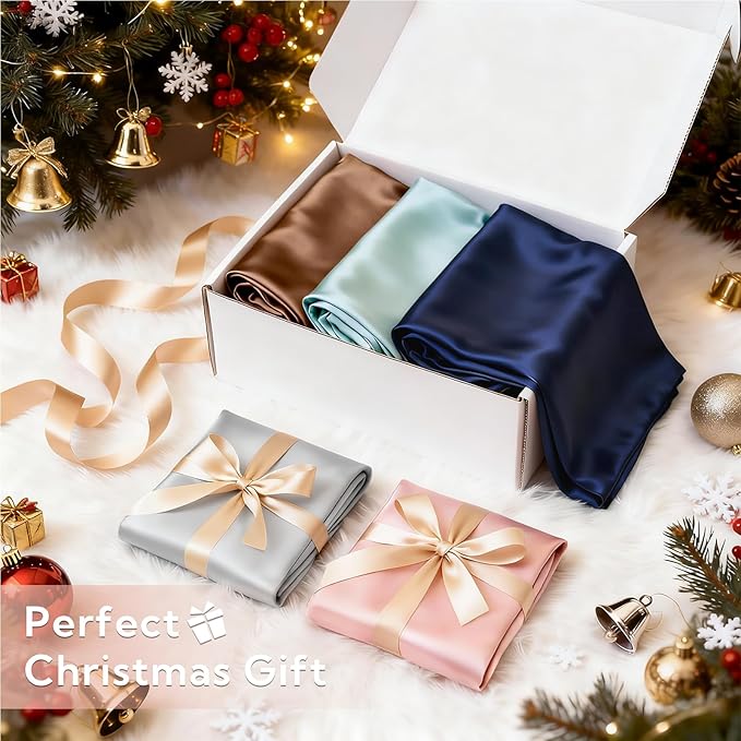 MR&HM Satin Pillowcase for Hair and Skin, Silk Satin Pillowcase 2 Pack, Queen Size Pillow Cases Set of 2, Silky Pillow Cover with Envelope Closure (20x30, Mocha Mousse)