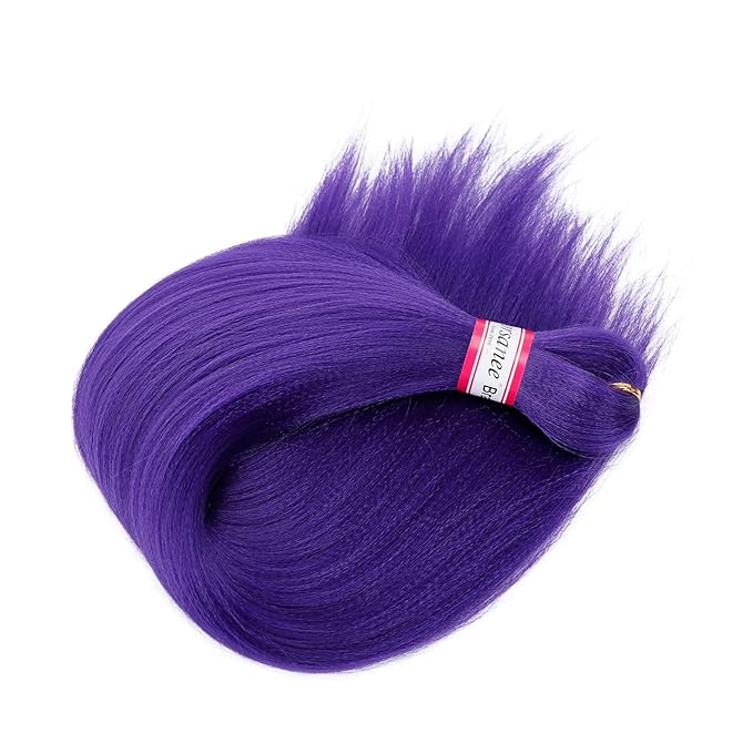 Purple Braiding Hair Pre Stretched 20 Inch 8 Packs Braiding Hair Extensions for Crochet Box Braids Twists Locs Hair Itch Free Soft Yaki Texture Hot Water Setting (20inch,#Purple)
