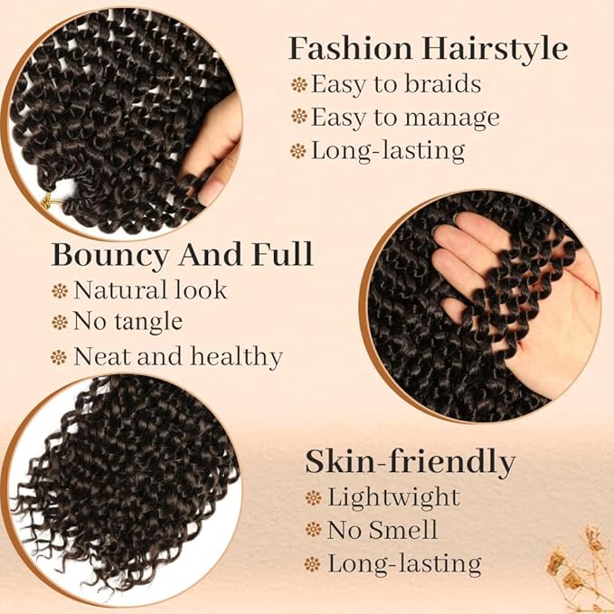 ShowCoco Passion Twist Hair 18 Inch Water Wave Crochet Hair Passion Twists Long Bohemian Hair Synthetic 6 Packs Passion Twist Braiding Hair Extensions (18 Inch, #4)