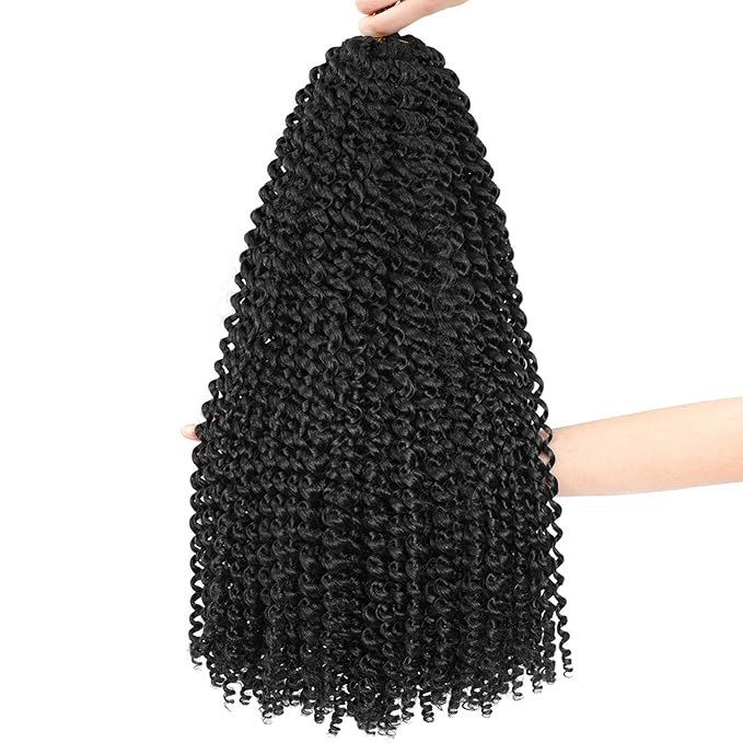 Alrence Passion Twist Hair 16 Inch 8 Packs Water Wave Crochet Hair Curly Braiding Hair For Butterfly Locs Bohe Crochet Braids (16 Inch (Pack of 8), 1B#)