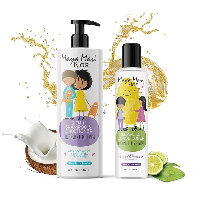 Curly Hair Kids Ultimate Curls Set includes 2 in 1 Shampoo and Conditioner, and Leave In Conditioner - Coconut Scent