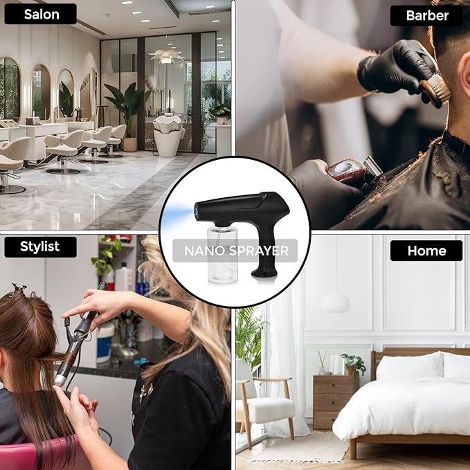 Barber Spray Bottle with Blue Light, Rechargeable Electrostatic Atomizer Sprayer, Nano Mist Sprayer for Stylist,Barber and Home Use