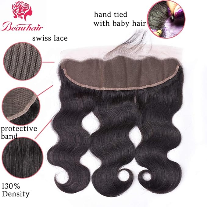 Bundles With Frontal Brazilian Body Wave 3 Bundles with Frontal Brazilian Remy Hair Natural Color 100% Unprcessed Human Hair Extension (22 24 26+20 inches)
