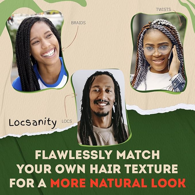 Locsanity Afro Kinky 100% Bulk Natural Human Hair - Braiding Hair for Dreadlocks, Loc Repair, Dreadlock Extensions, Twists, Braids - 8 Inches Long, 1 Oz