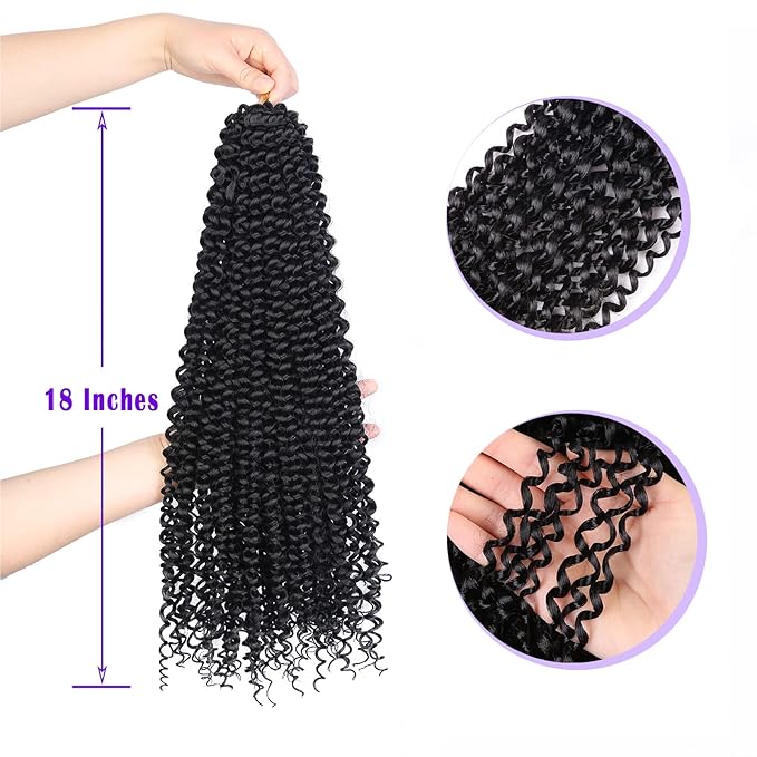 Lady Miranda Passion Twist Hair 18 Inch Jerry Curl Crochet Hair 3X Braid Hair Passion Twist Crochet Hair for Black Women Afro kinky Curly Braiding Hair Extensions (1B#)