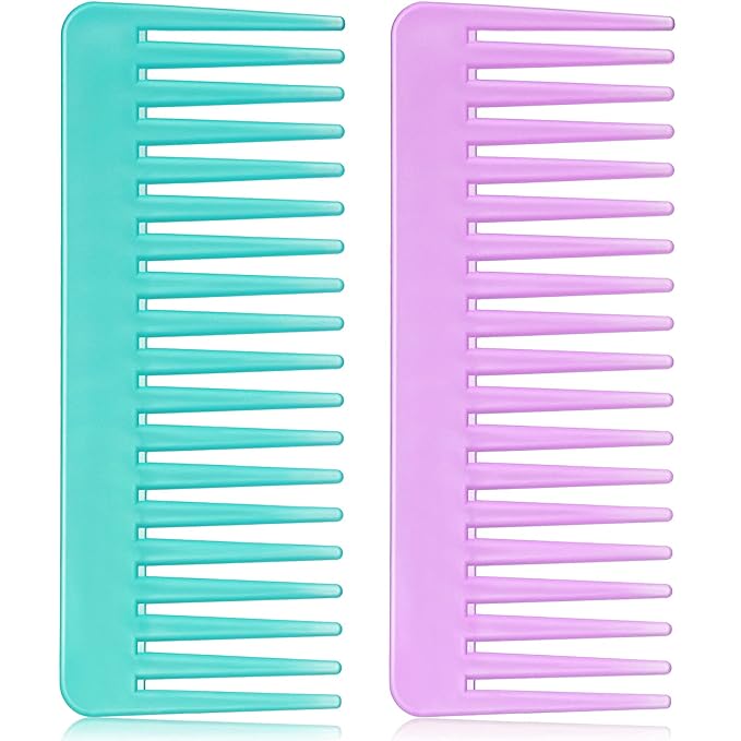 Patelai Wide Tooth Comb Large Hair Detangling Comb for Curly, Wet Dry Hair, No Handle Detangler Accessories(Cyan, Purple)