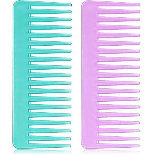 Patelai Wide Tooth Comb Large Hair Detangling Comb for Curly, Wet Dry Hair, No Handle Detangler Accessories(Cyan, Purple)