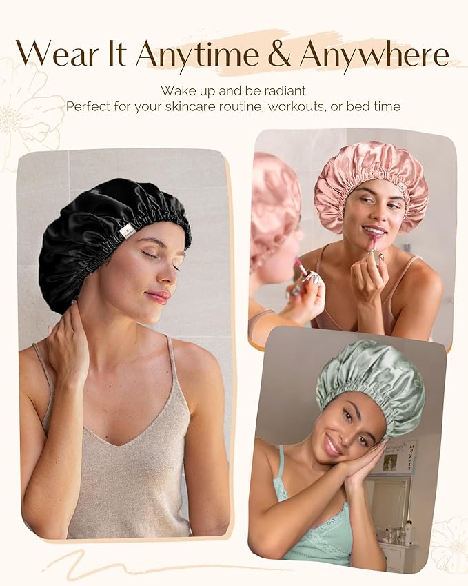 YANIBEST Silk Bonnet Satin Bonnet for Sleeping Women Men, Adjustable Double Layer Hair Bonnet for Curly Braids Reduce Frizz